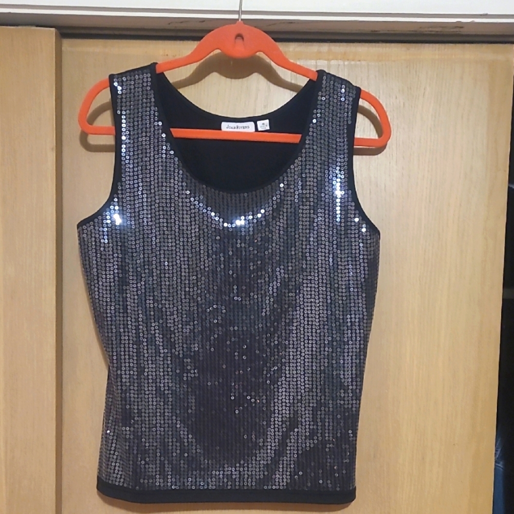 Joam Rivers Black Sequin Sleeveless Top M